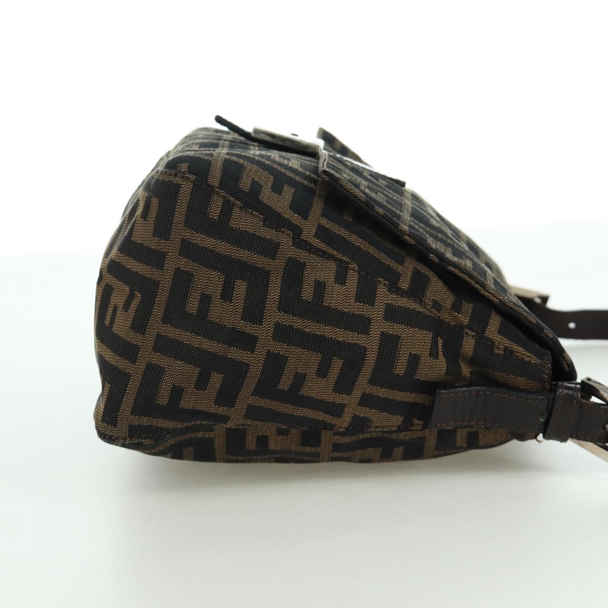 FENDI Zucca Canvas Mamma Baguette Shoulder Bag Brown Black Auth YKZ037SAV