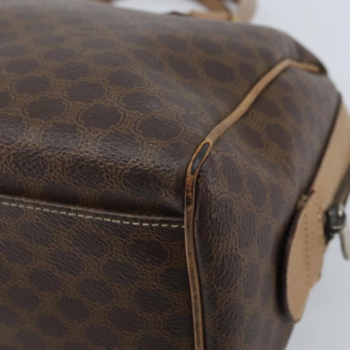CELINE Macadam Canvas Hand Bag PVC Leather Brown Gold Auth YKZ043