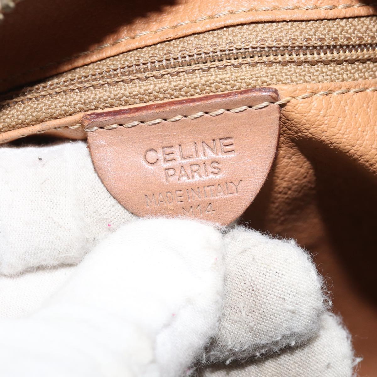 CELINE Macadam Canvas Hand Bag PVC Leather Brown Gold Auth YKZ043
