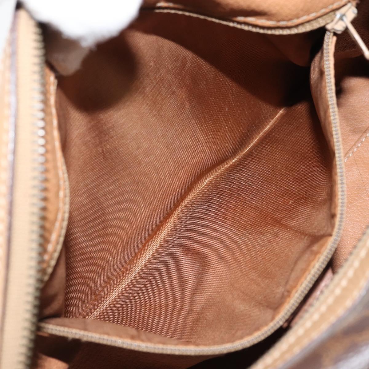 CELINE Macadam Canvas Hand Bag PVC Leather Brown Gold Auth YKZ043