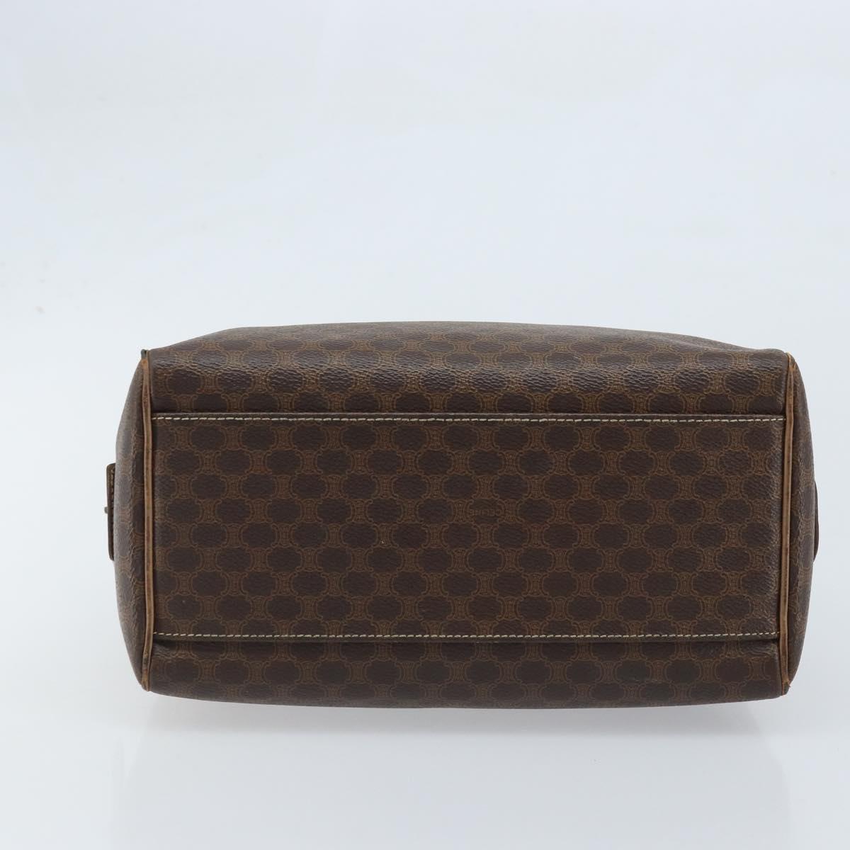 CELINE Macadam Canvas Hand Bag PVC Leather Brown Gold Auth YKZ043
