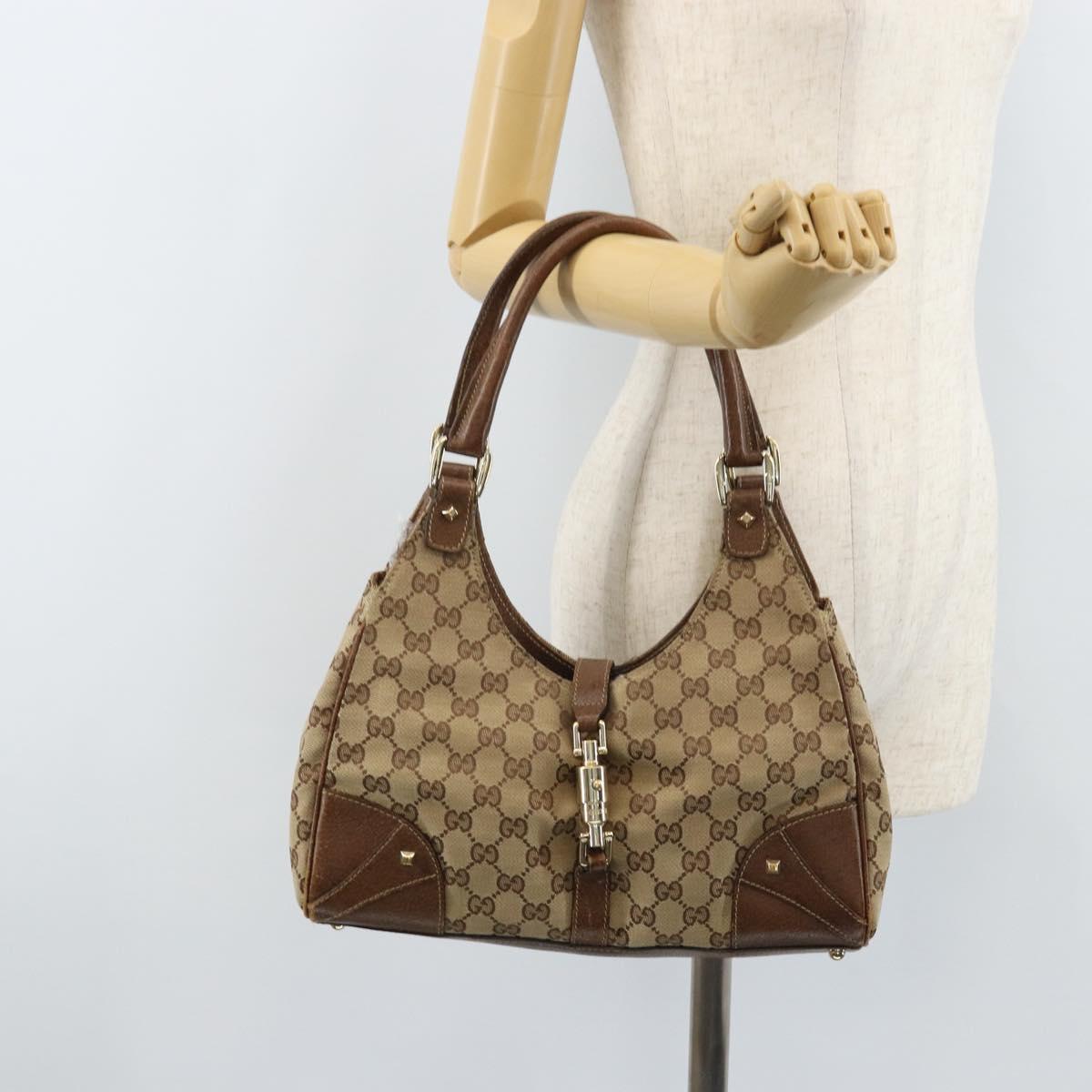 GUCCI GG Canvas Jackie Hand Bag Beige Gold 124407 Auth YKZ049