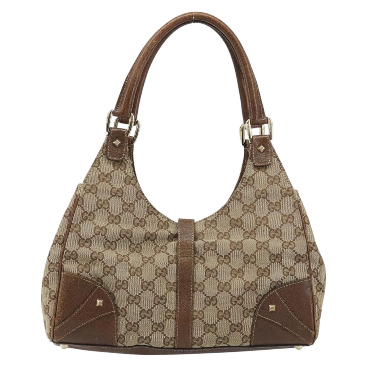 GUCCI GG Canvas Jackie Hand Bag Beige Gold 124407 Auth YKZ049
