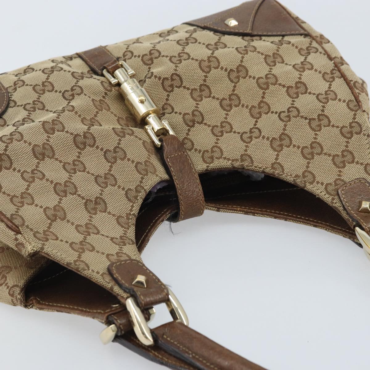 GUCCI GG Canvas Jackie Hand Bag Beige Gold 124407 Auth YKZ049