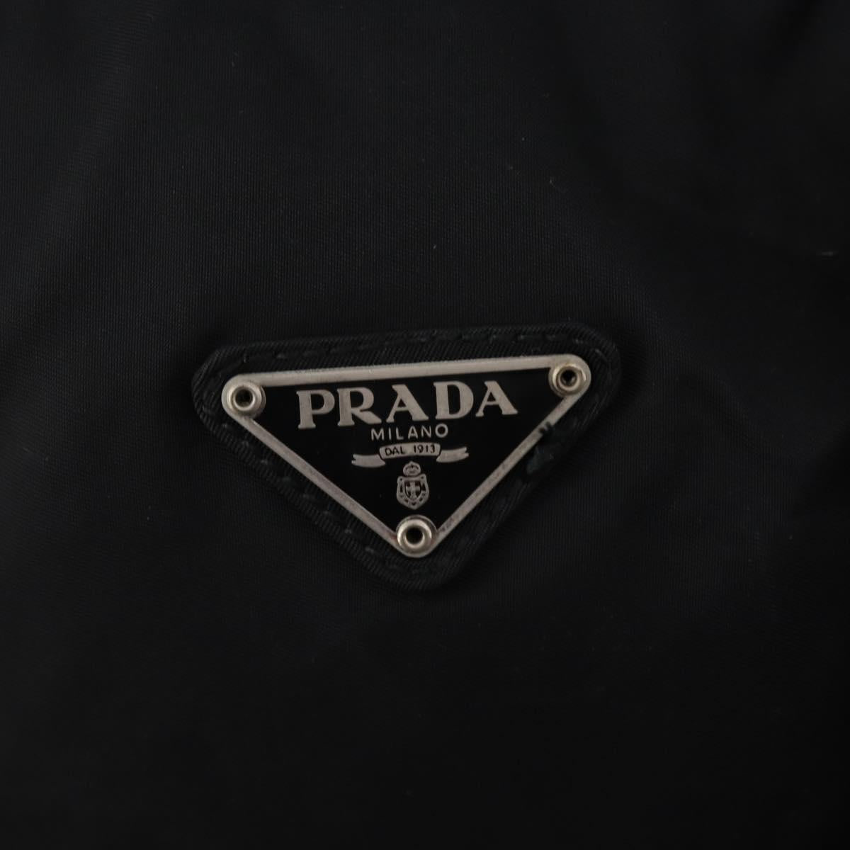 PRADA Boston Bag Nylon 2way Black Silver Auth YKZ057