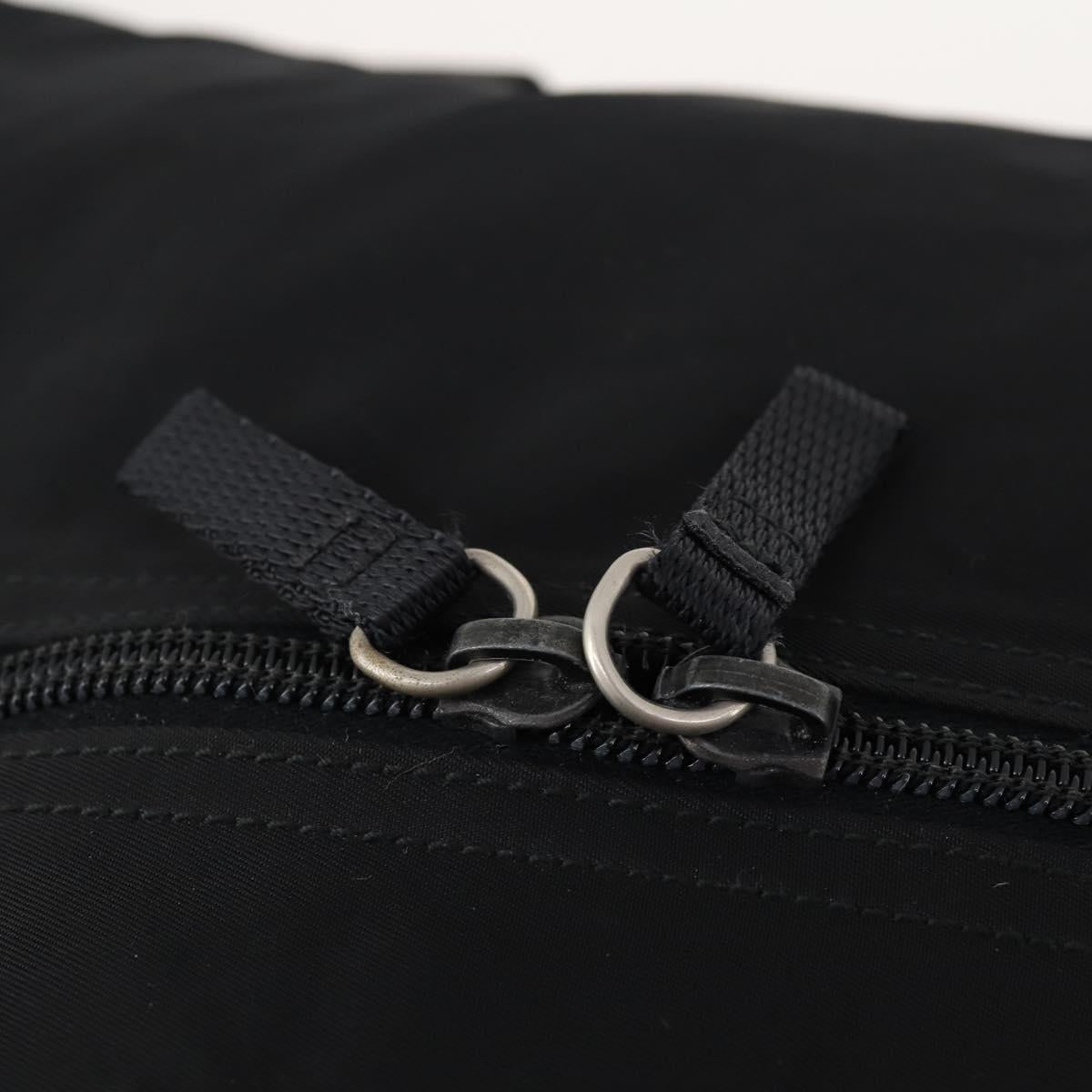 PRADA Boston Bag Nylon 2way Black Silver Auth YKZ057