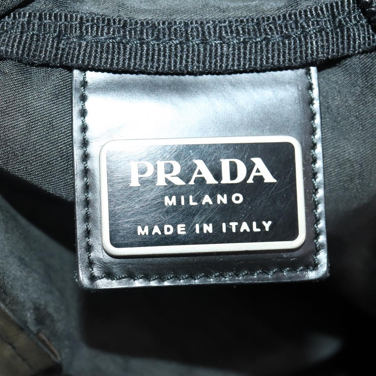 PRADA Boston Bag Nylon 2way Black Silver Auth YKZ057