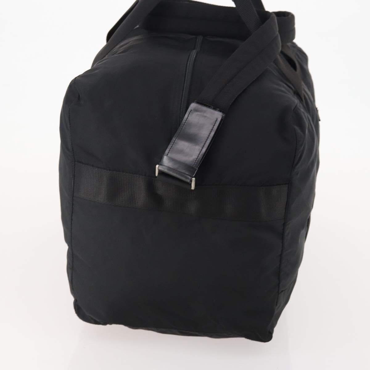 PRADA Boston Bag Nylon 2way Black Silver Auth YKZ057