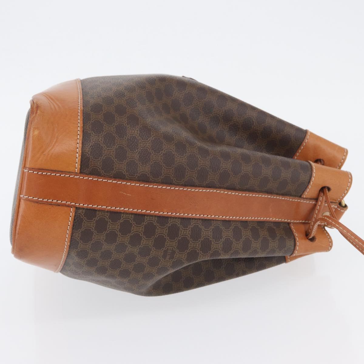 CELINE Macadam Canvas Purse Shoulder Bag PVC Leather Brown Gold Auth YKZ068