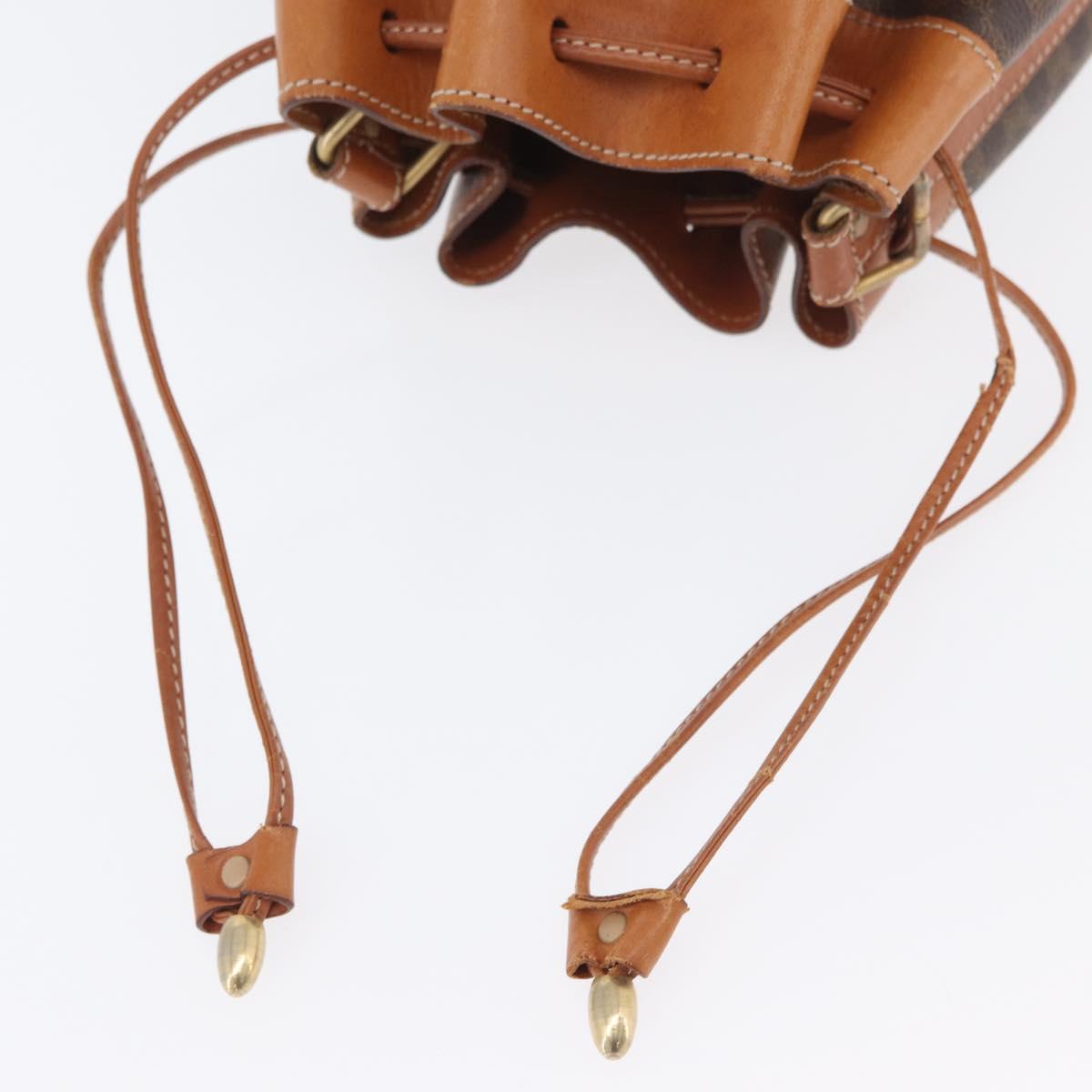 CELINE Macadam Canvas Purse Shoulder Bag PVC Leather Brown Gold Auth YKZ068