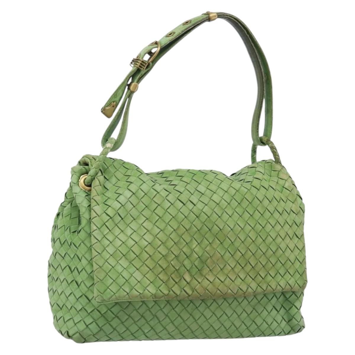 BOTTEGA VENETA INTRECCIATO Shoulder Bag Leather Green 162117 Auth YKZ073