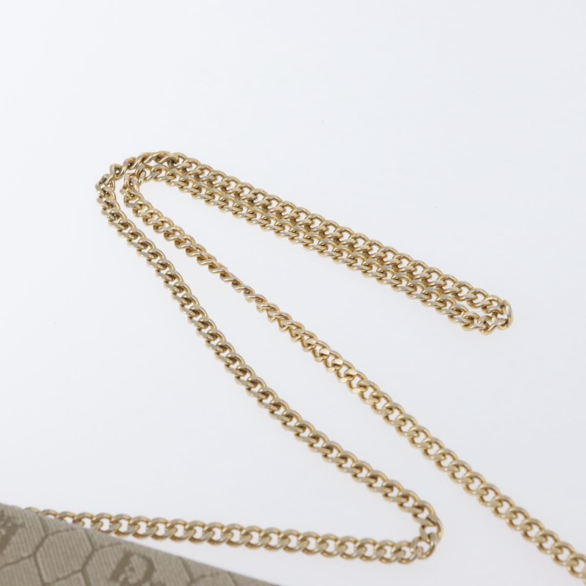 Christian Dior Honeycomb Canvas Chain Shoulder Bag PVC Beige Gold Auth YKZ075A