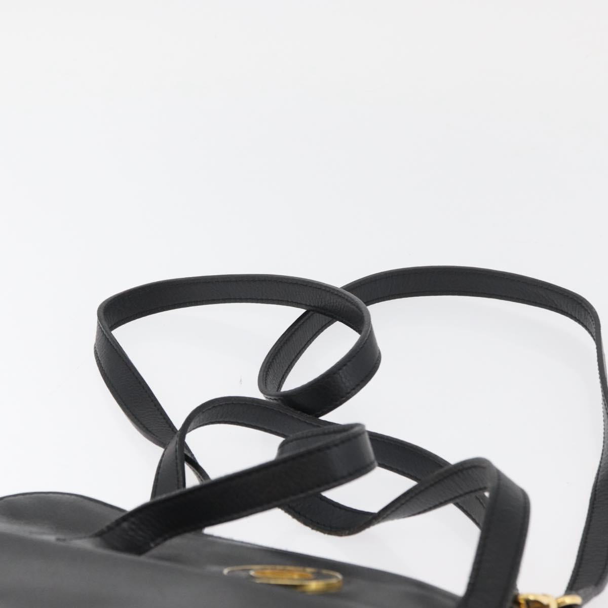 CELINE Circle Hand Bag Leather 2way Black Gold Auth YKZ085