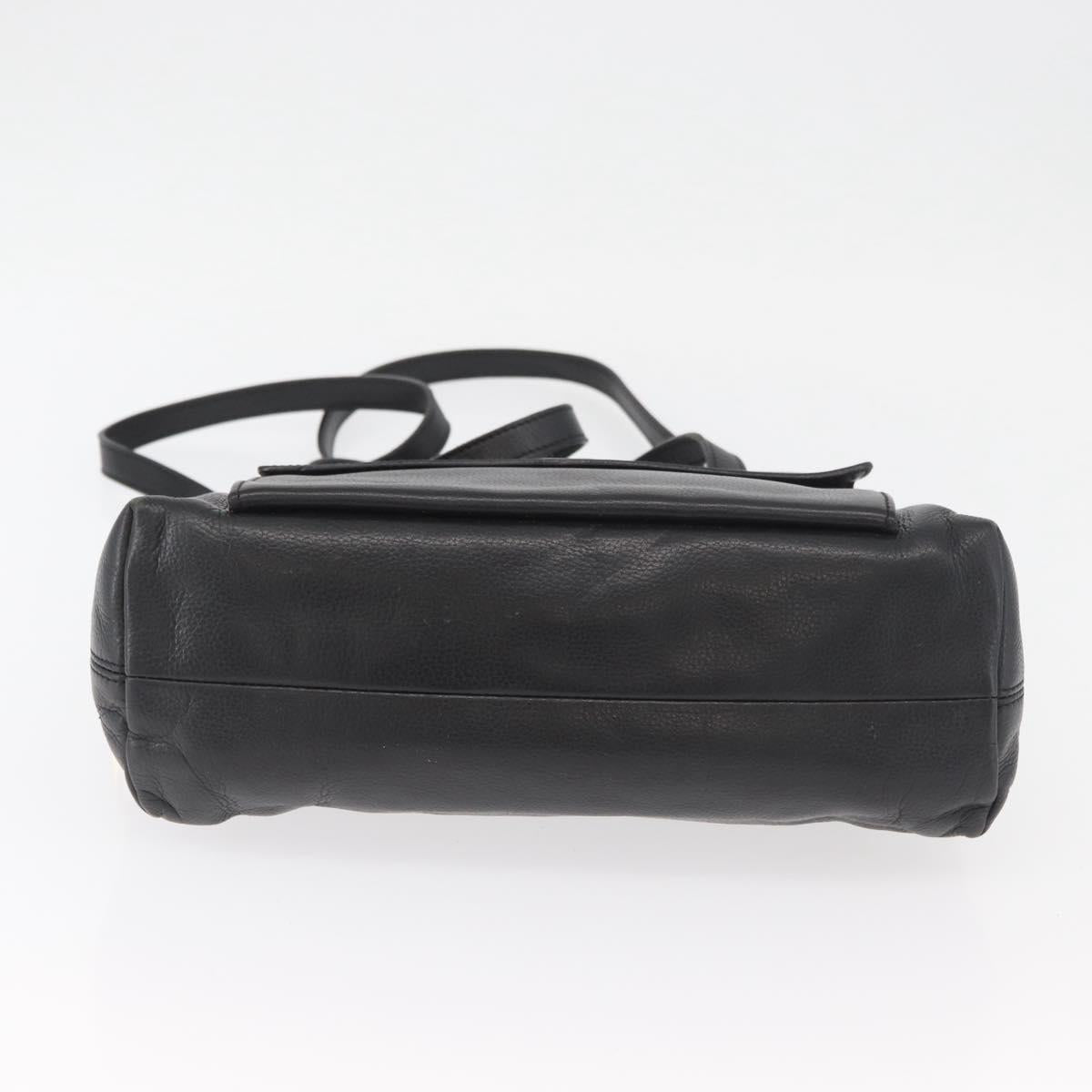 CELINE Circle Hand Bag Leather 2way Black Gold Auth YKZ085