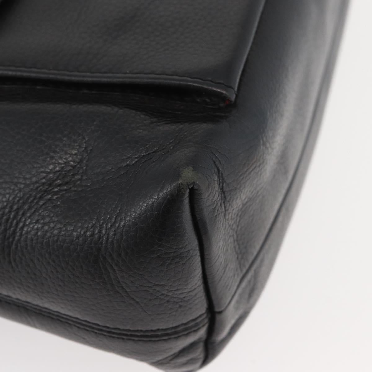 CELINE Circle Hand Bag Leather 2way Black Gold Auth YKZ085