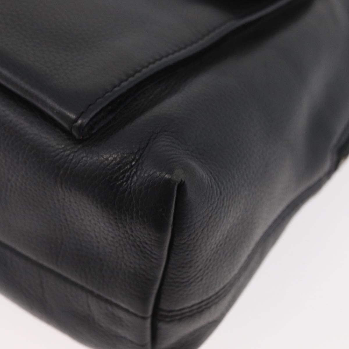 CELINE Circle Hand Bag Leather 2way Black Gold Auth YKZ085