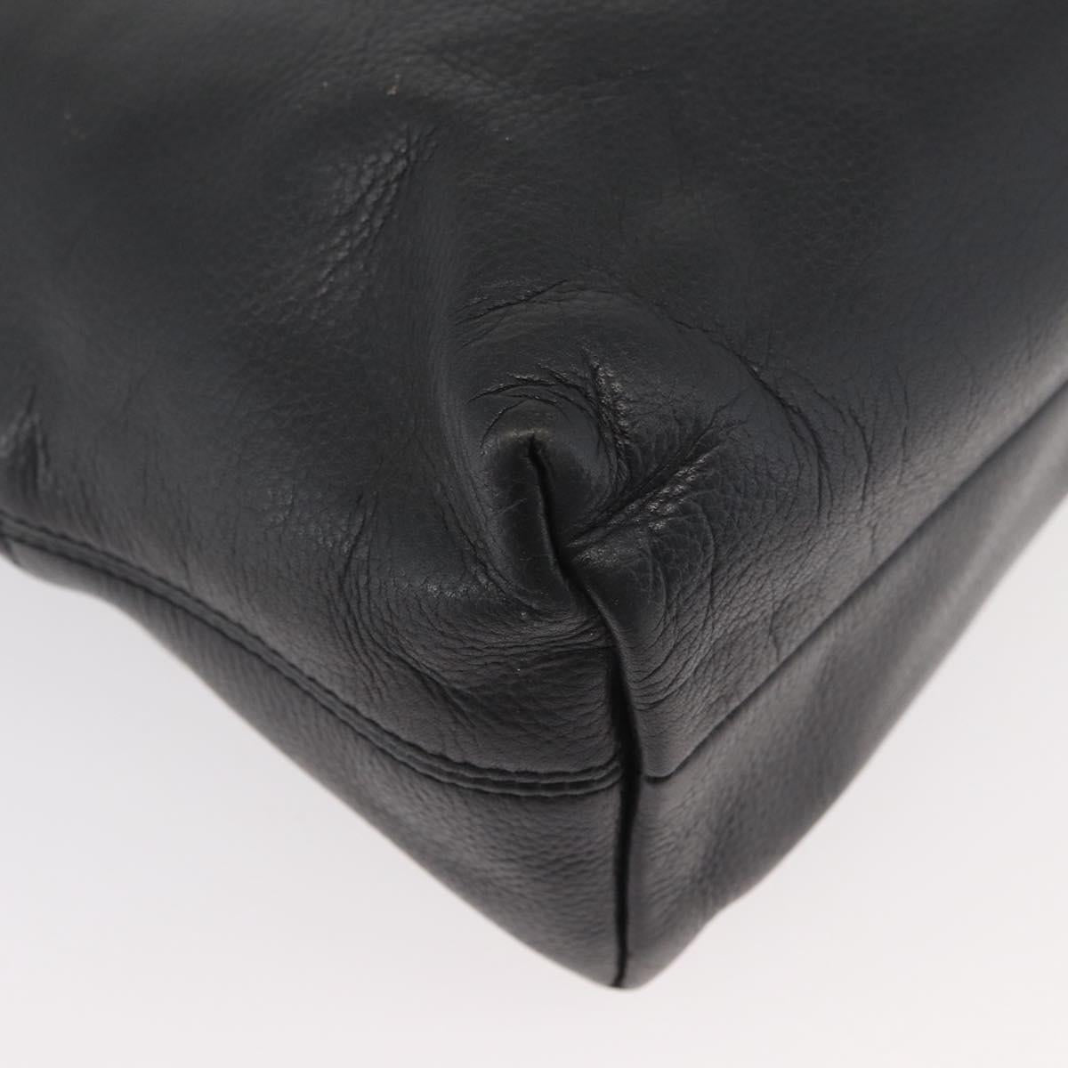 CELINE Circle Hand Bag Leather 2way Black Gold Auth YKZ085