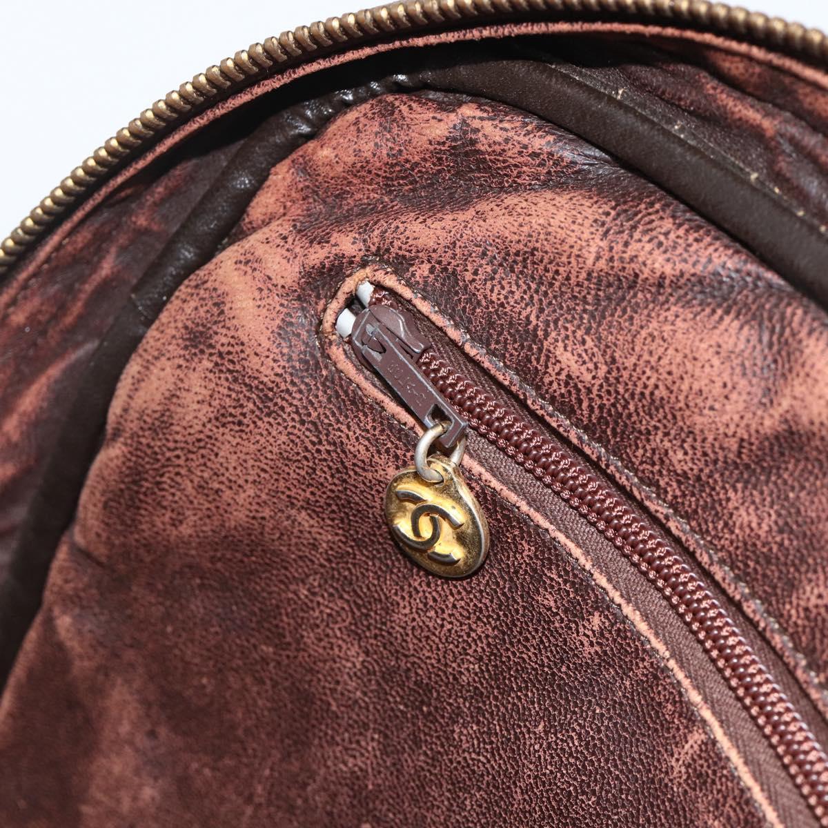 CHANEL Matelasse Chain Shoulder Bag Lamb Skin Brown Gold CC Auth YKZ090