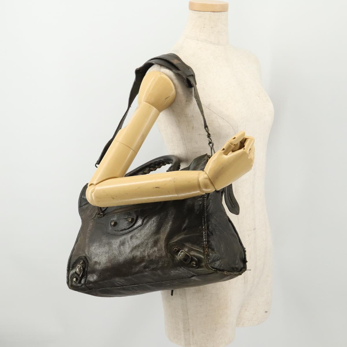 BALENCIAGA The City Hand Bag Leather 2way Brown 115748 Auth YKZ094