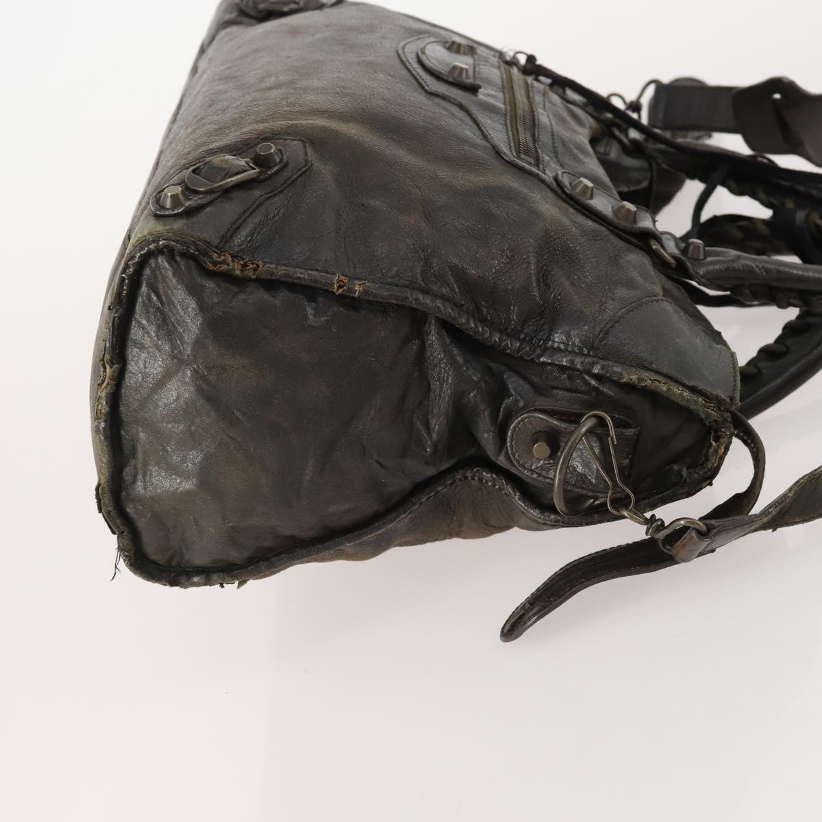 BALENCIAGA The City Hand Bag Leather 2way Brown 115748 Auth YKZ094