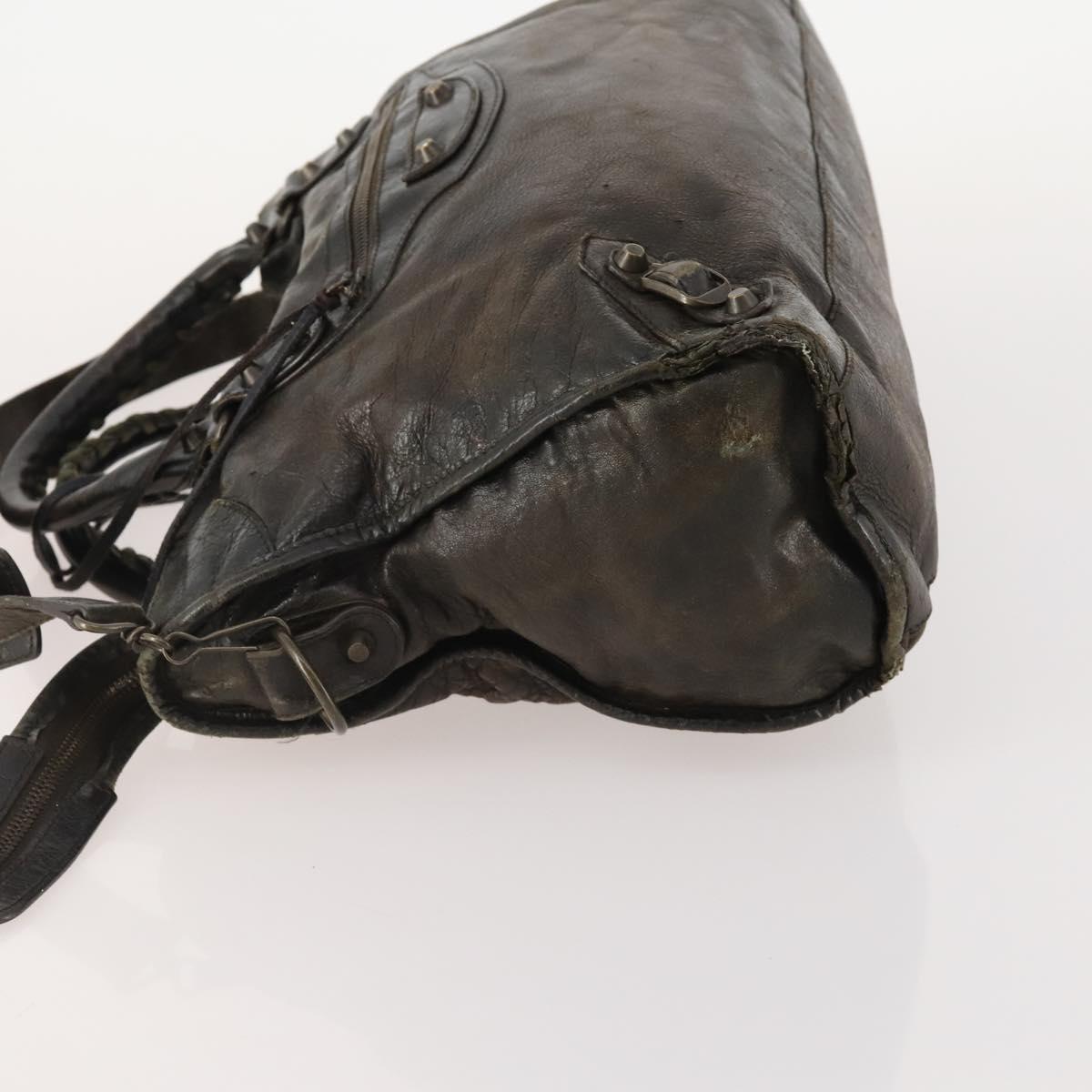 BALENCIAGA The City Hand Bag Leather 2way Brown 115748 Auth YKZ094