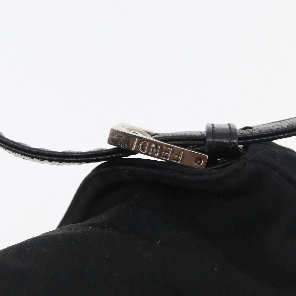 FENDI Mamma Baguette Shoulder Bag Nylon Black Silver Auth YKZ1001