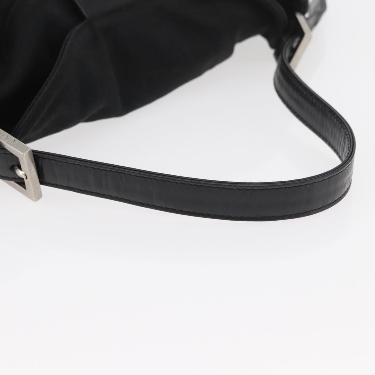 FENDI Mamma Baguette Shoulder Bag Nylon Black Silver Auth YKZ1001