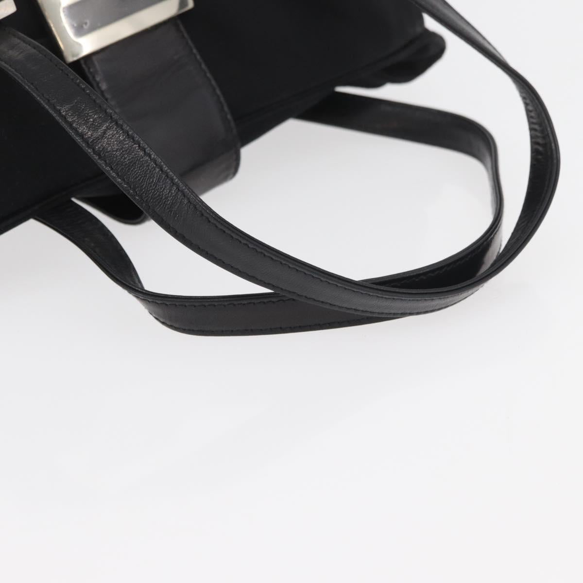FENDI Mamma Baguette Hand Bag Nylon Black Silver Auth YKZ1005