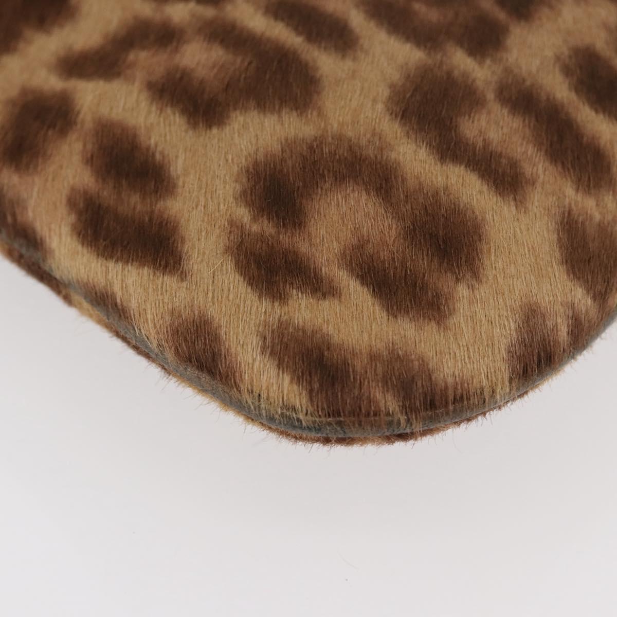 Salvatore Ferragamo Gancini Bag Unborn Calf Skin Brown Gold Auth YKZ1009A
