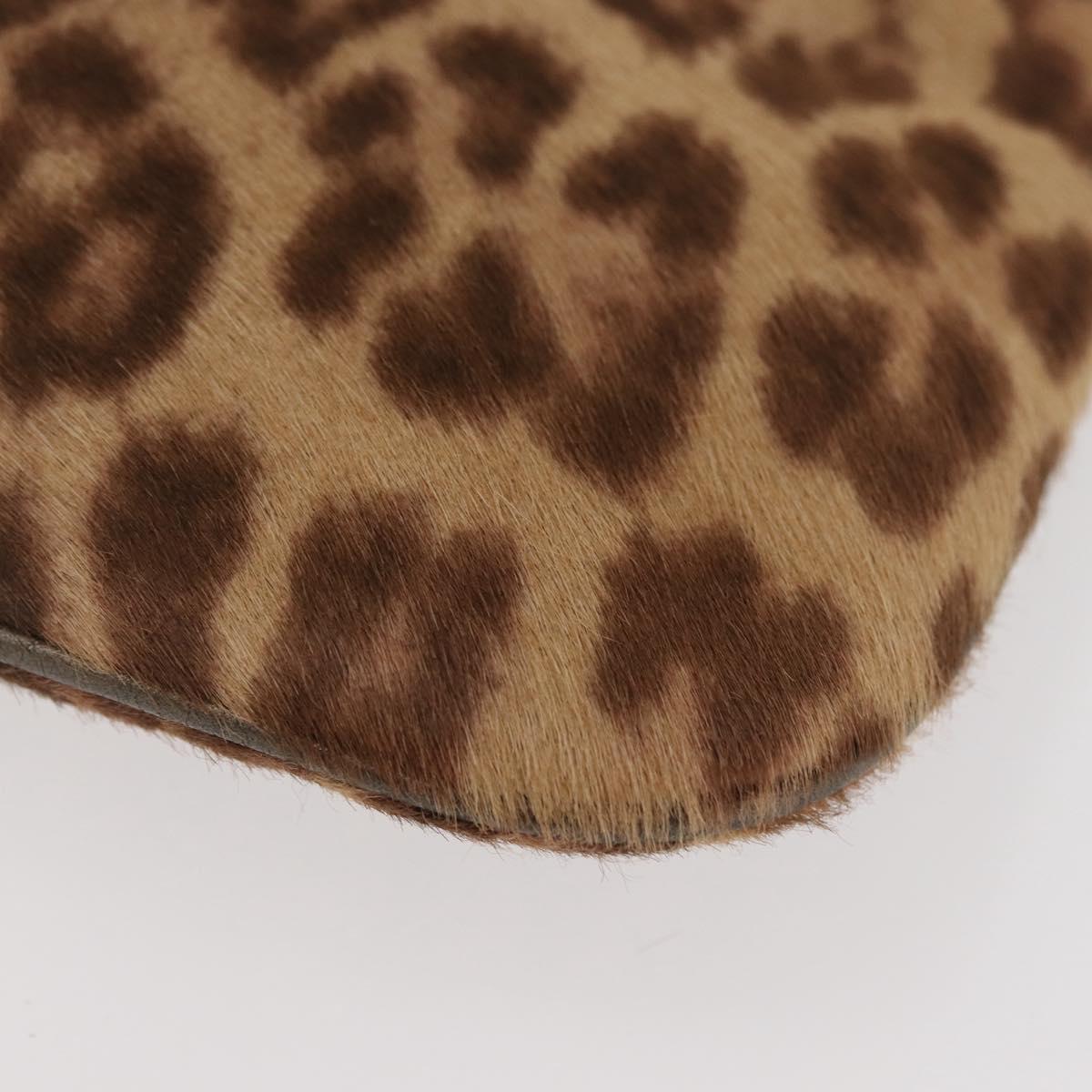 Salvatore Ferragamo Gancini Bag Unborn Calf Skin Brown Gold Auth YKZ1009A