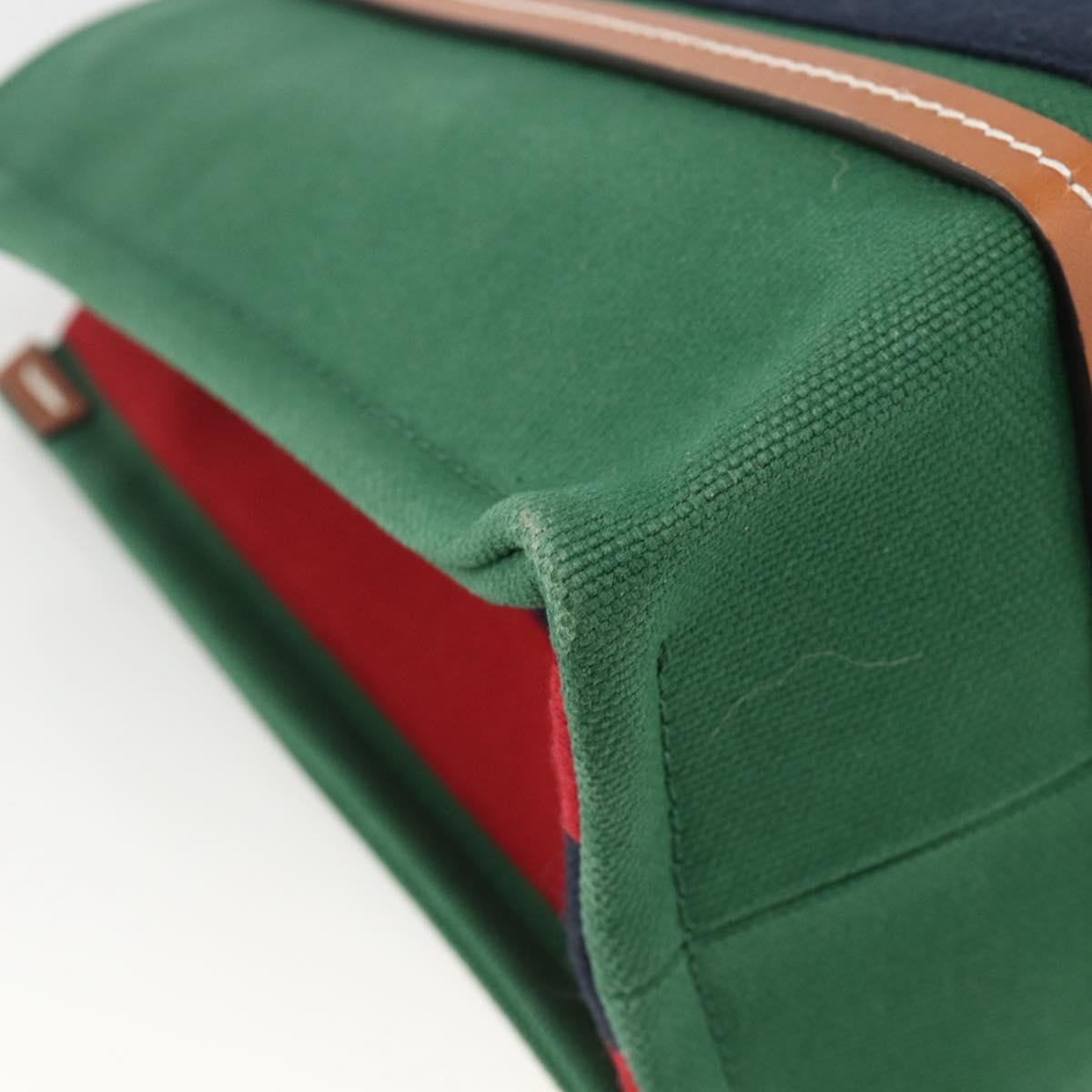 GUCCI Sherry Line Hand Bag Canvas 2way Green Gold Red 727728 Auth YKZ1033M