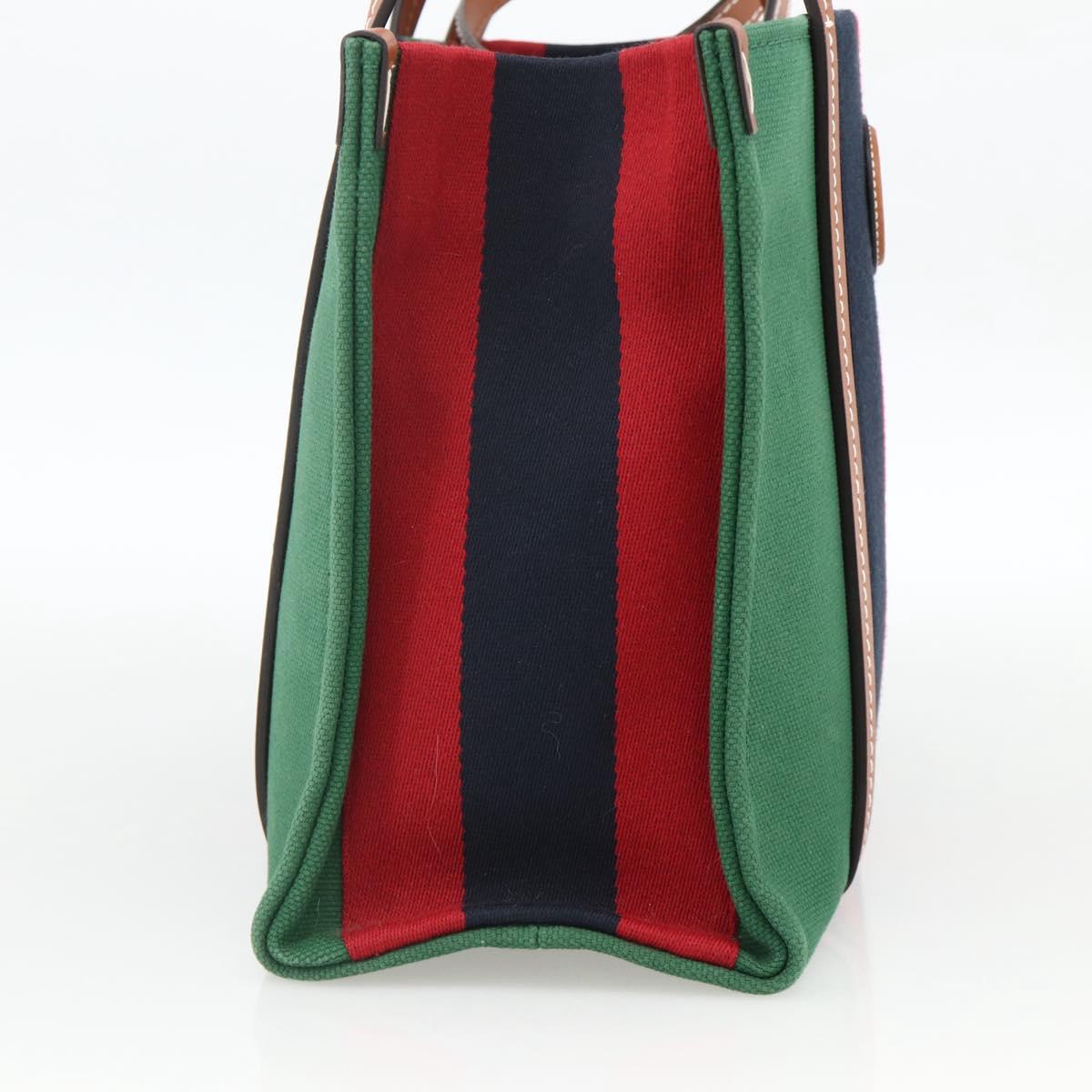 GUCCI Sherry Line Hand Bag Canvas 2way Green Gold Red 727728 Auth YKZ1033M