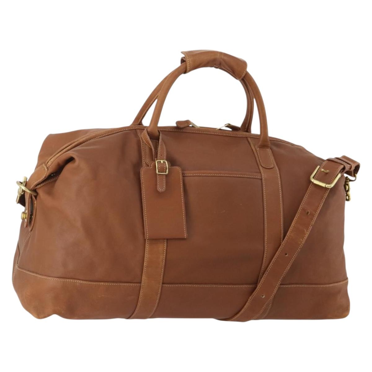 Coach Boston Bag Leather 2way Brown Gold Auth YKZ1048