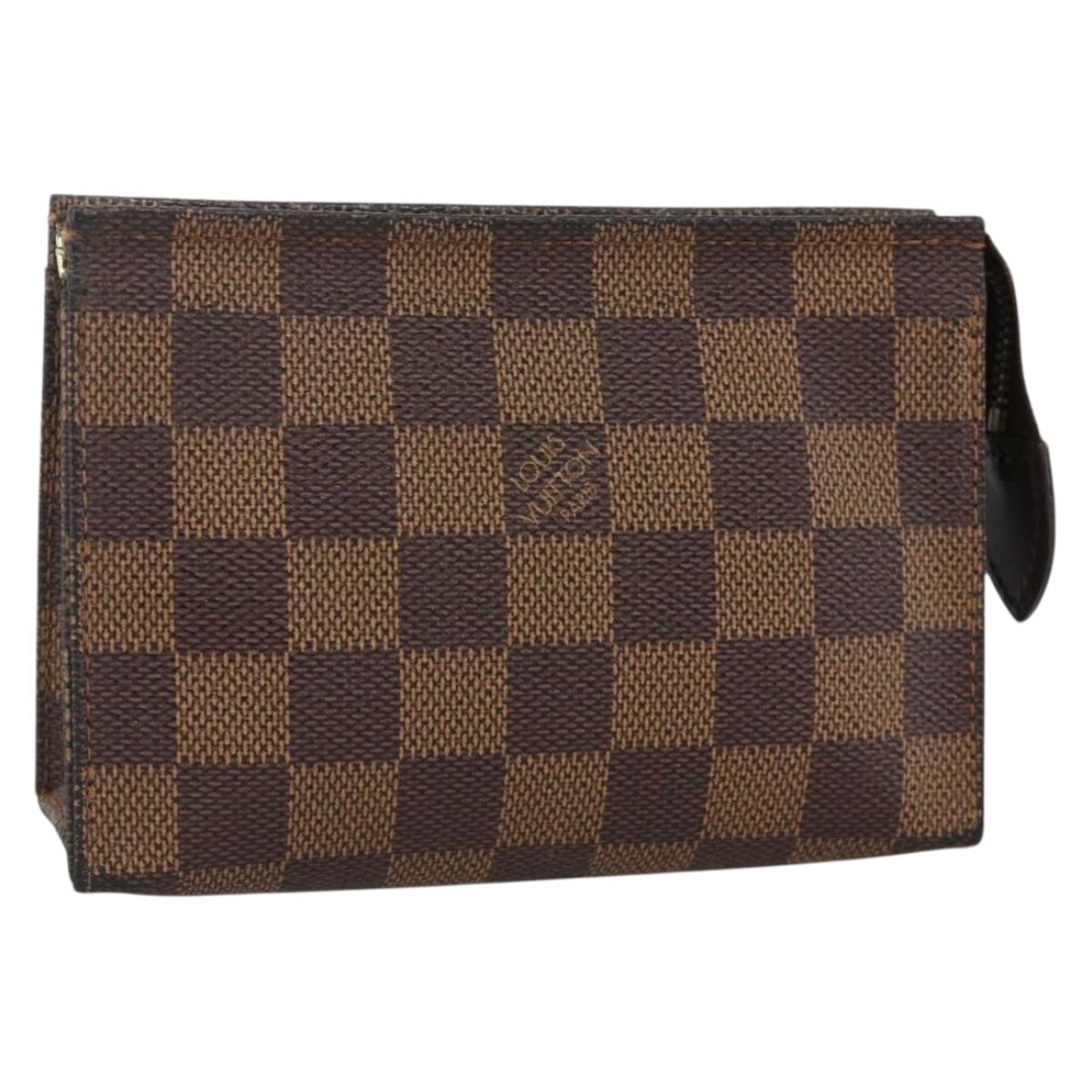 LOUIS VUITTON Damier Ebene Poche Toilette 15 Pouch N47548 LV Auth YKZ1056