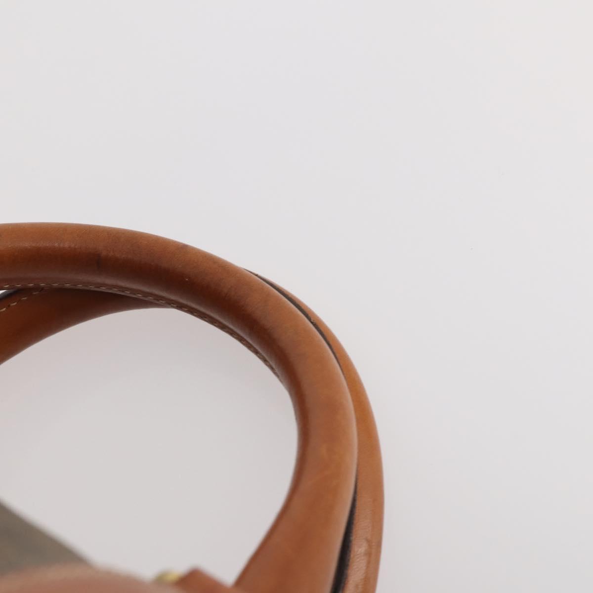 CELINE Macadam Canvas Boston Bag PVC Leather Brown Gold Auth YKZ108
