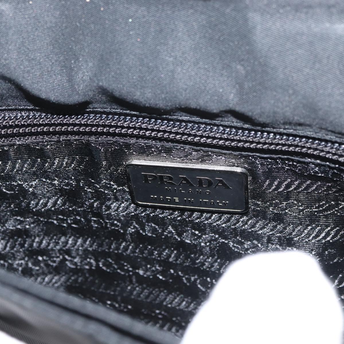 PRADA Shoulder Bag Nylon Black Silver Auth YKZ1095A