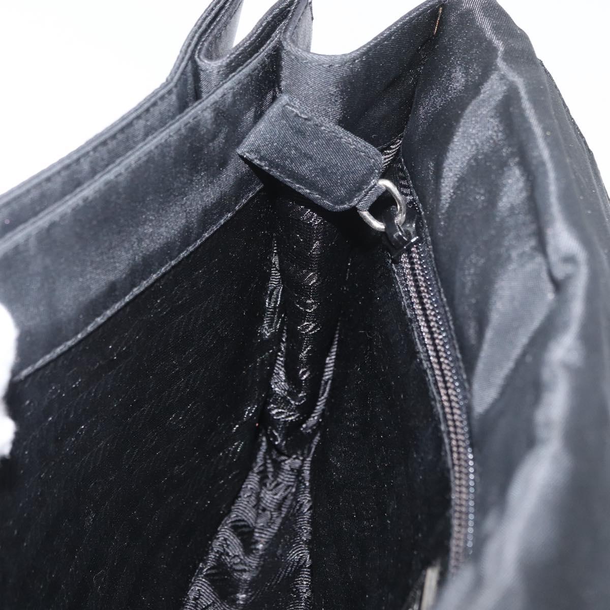 PRADA Shoulder Bag Nylon Black Silver Auth YKZ1095A