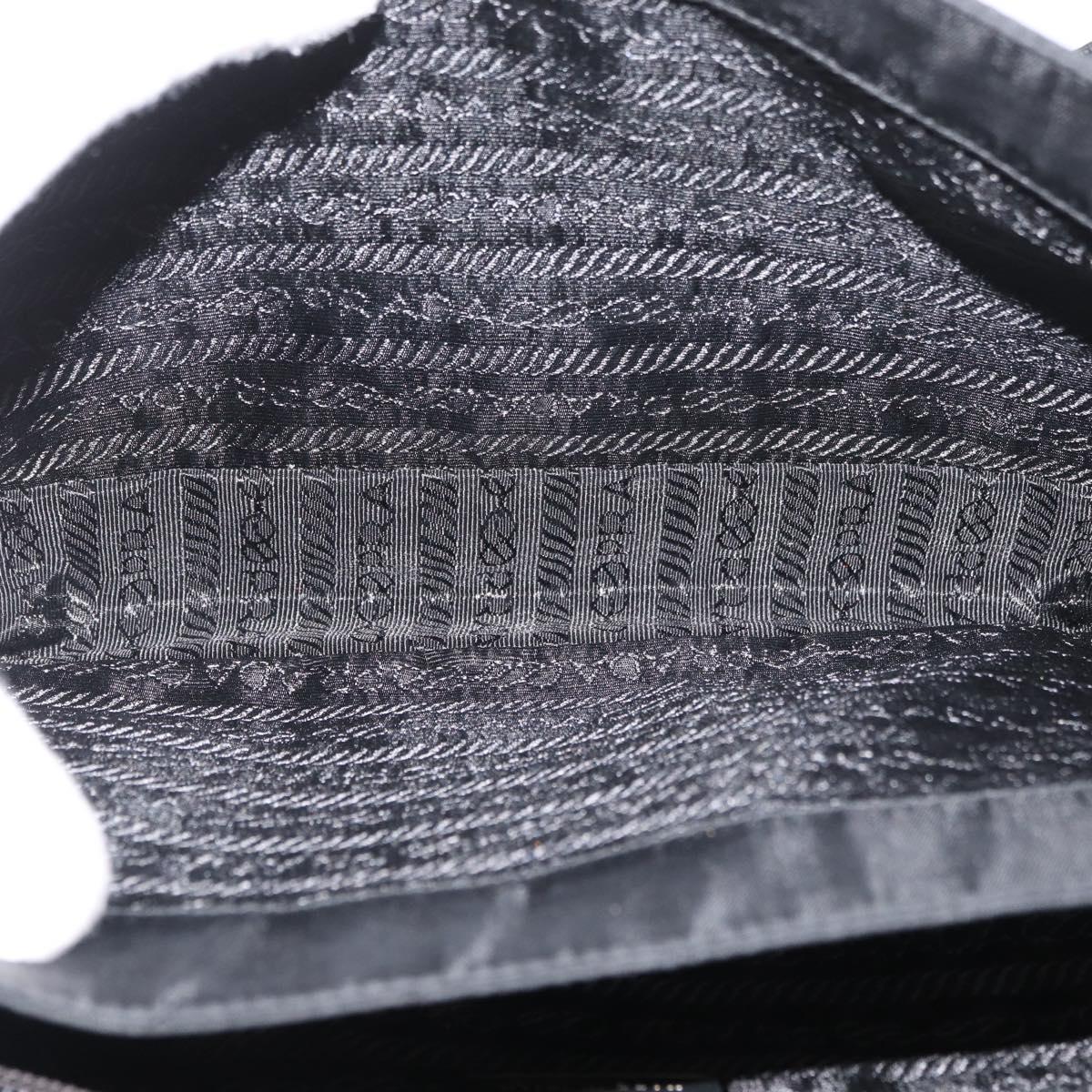 PRADA Shoulder Bag Nylon Black Silver Auth YKZ1095A