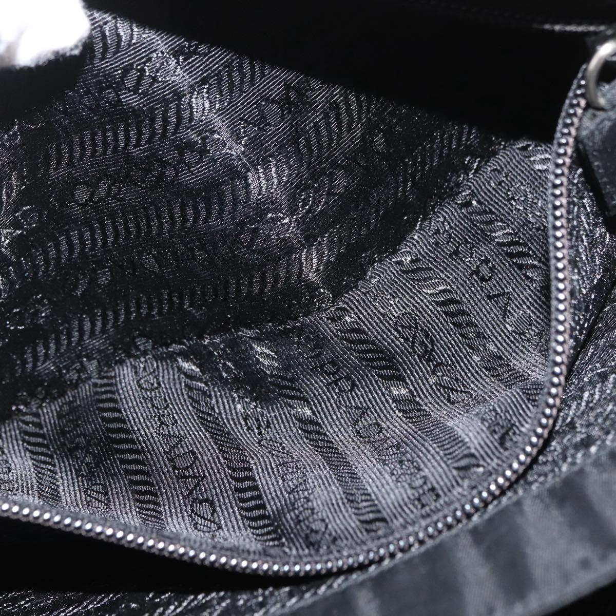 PRADA Shoulder Bag Nylon Black Silver Auth YKZ1095A