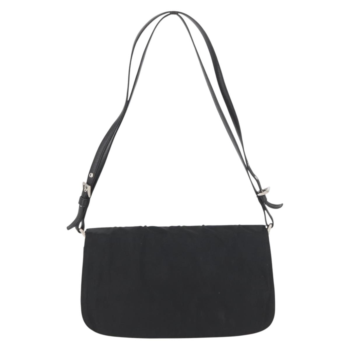 PRADA Shoulder Bag Nylon Black Silver Auth YKZ1095A