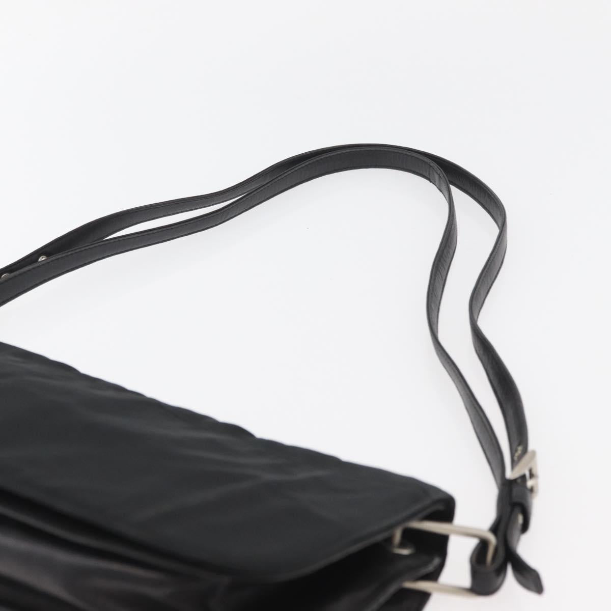 PRADA Shoulder Bag Nylon Black Silver Auth YKZ1095A