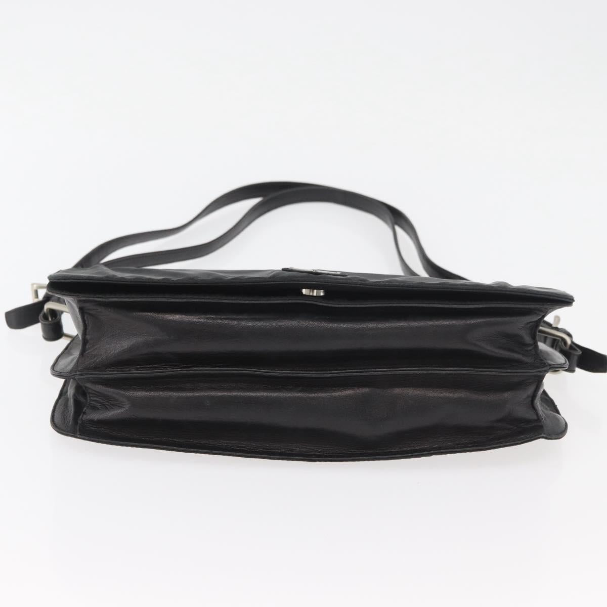 PRADA Shoulder Bag Nylon Black Silver Auth YKZ1095A