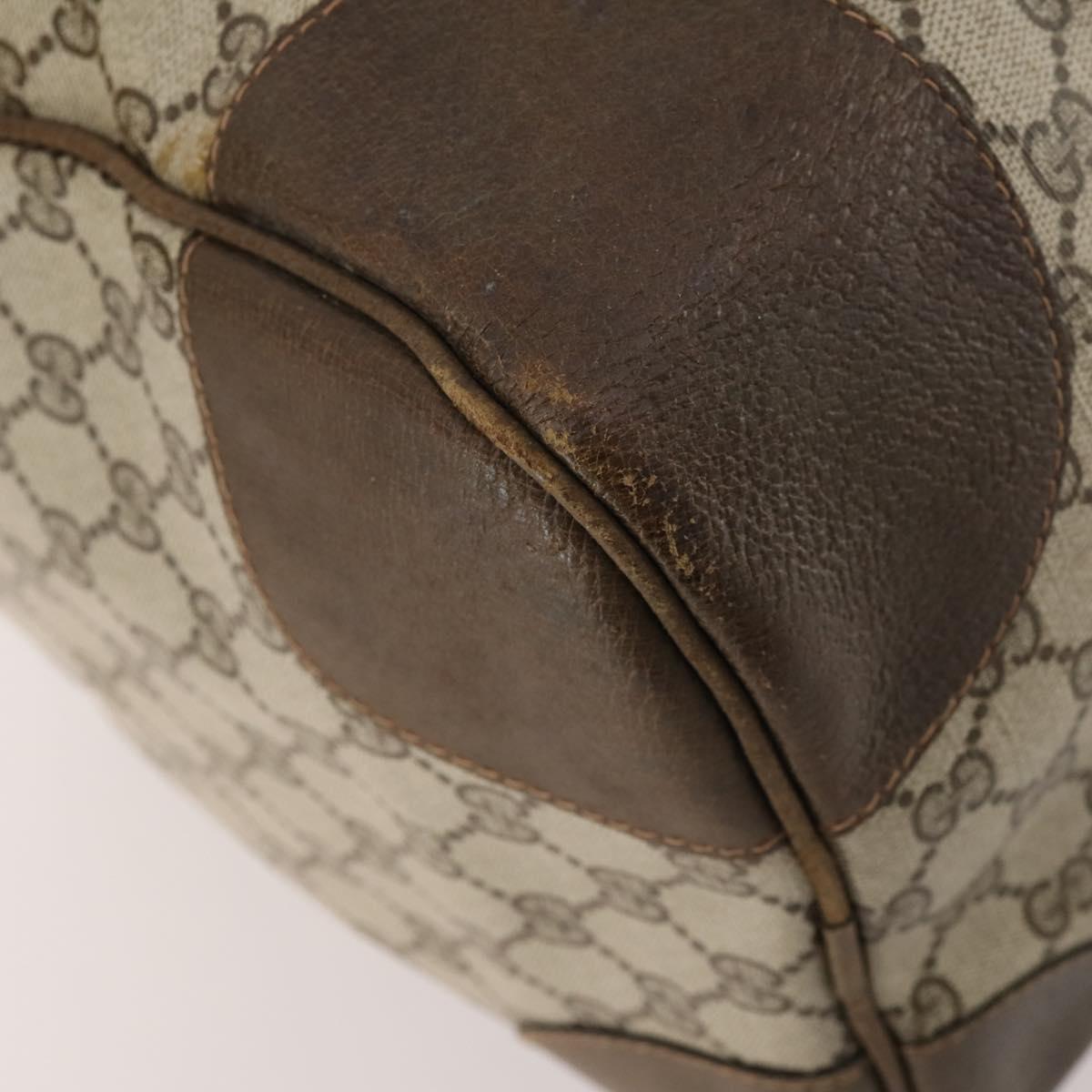 GUCCI GG Supreme Web Sherry Line Boston Bag PVC Beige Gold Red Auth YKZ109A