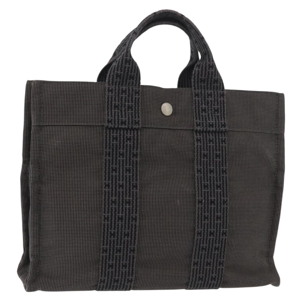 HERMES Her Line PM Hand Bag Canvas Gray Auth YKZ1107
