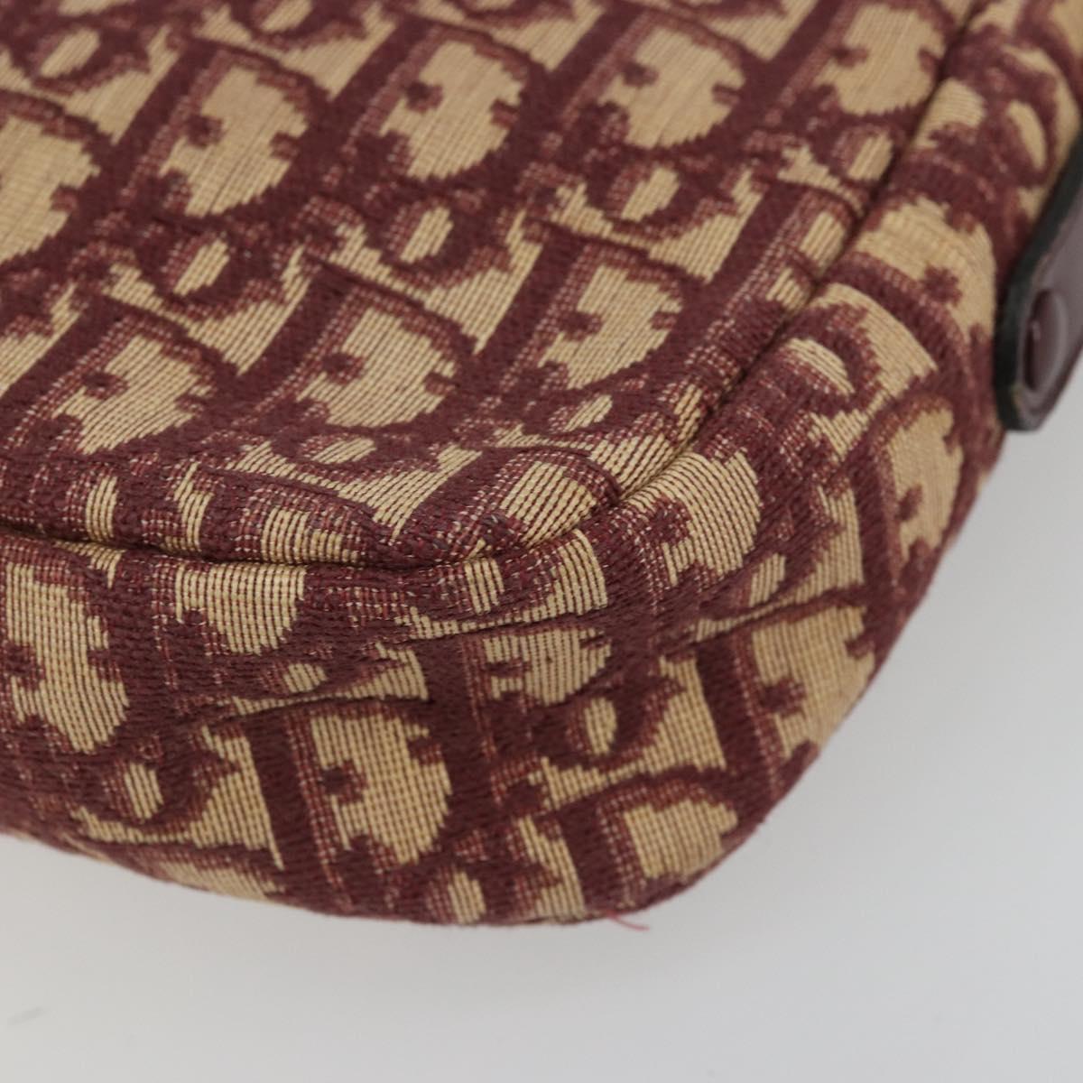Christian Dior Trotter Canvas Shoulder Bag Red Gold Auth YKZ1108