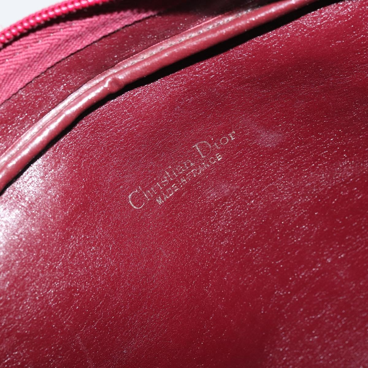 Christian Dior Trotter Canvas Shoulder Bag Red Gold Auth YKZ1108