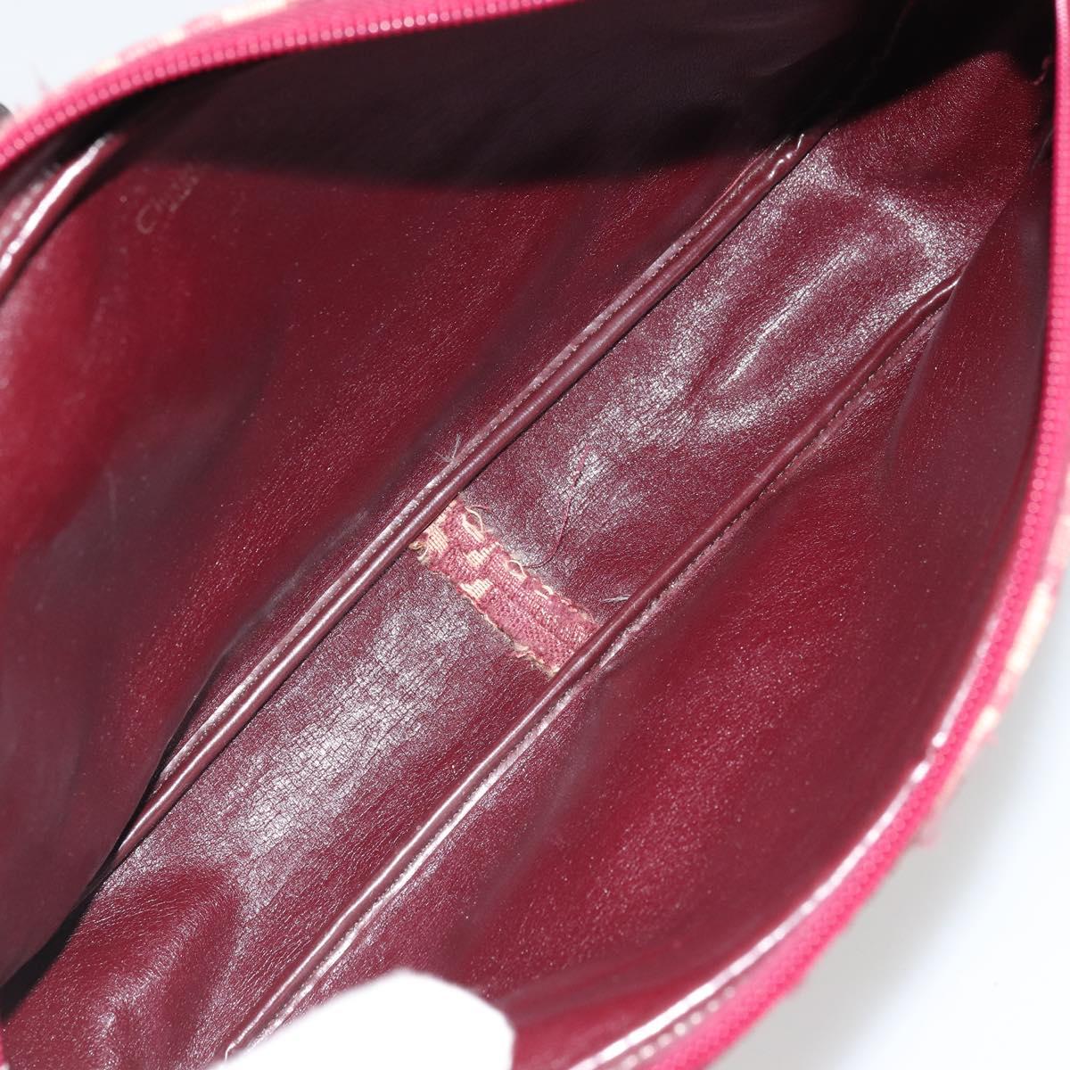 Christian Dior Trotter Canvas Shoulder Bag Red Gold Auth YKZ1108