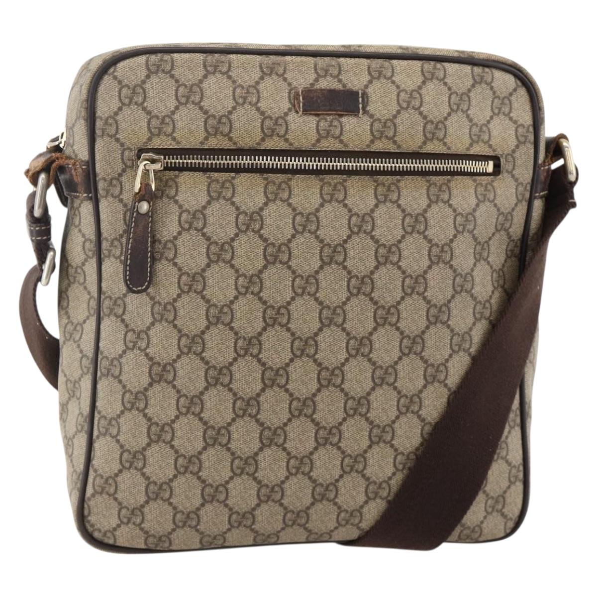 GUCCI GG Supreme Shoulder Bag PVC Beige Gold 201448 Auth YKZ1110