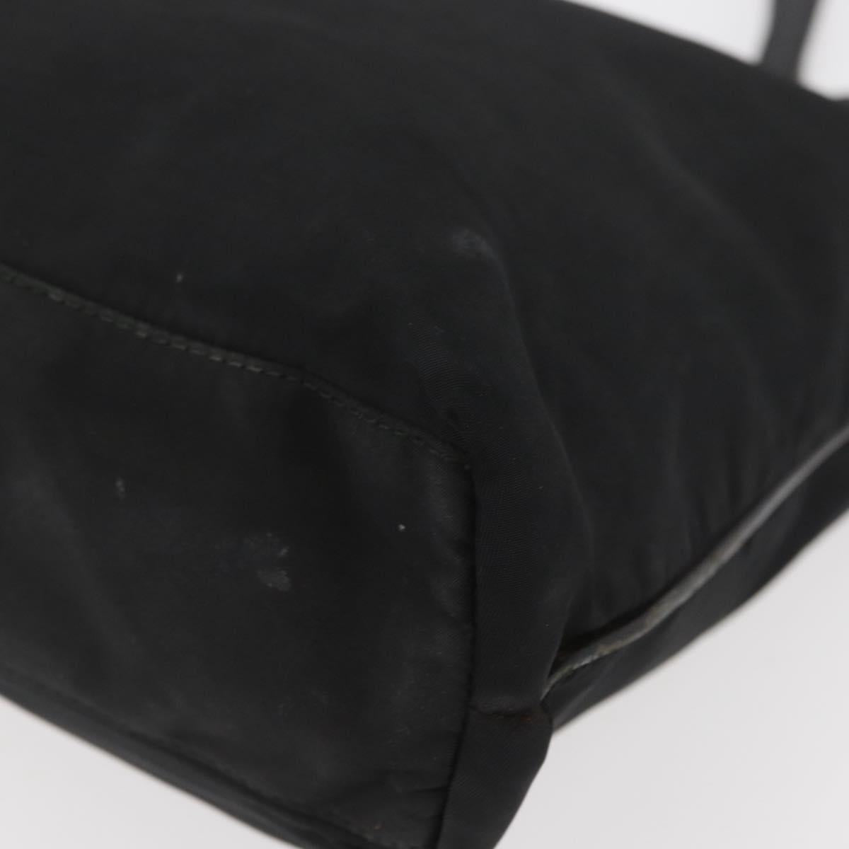 PRADA Tote Bag Nylon Black Silver Auth YKZ1116