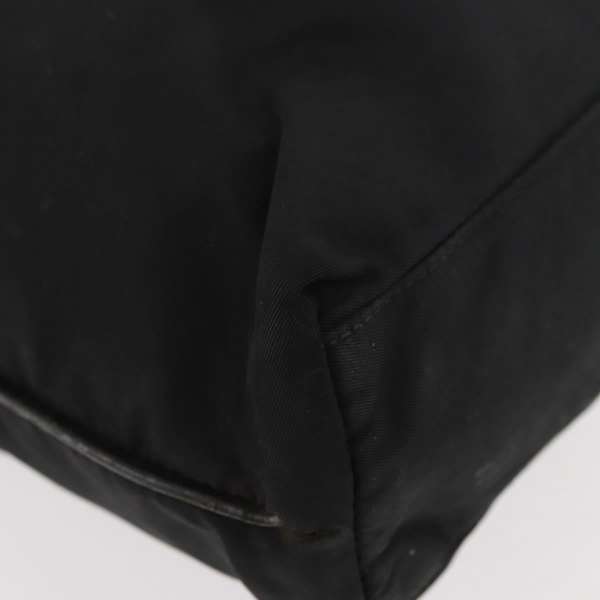 PRADA Tote Bag Nylon Black Silver Auth YKZ1116